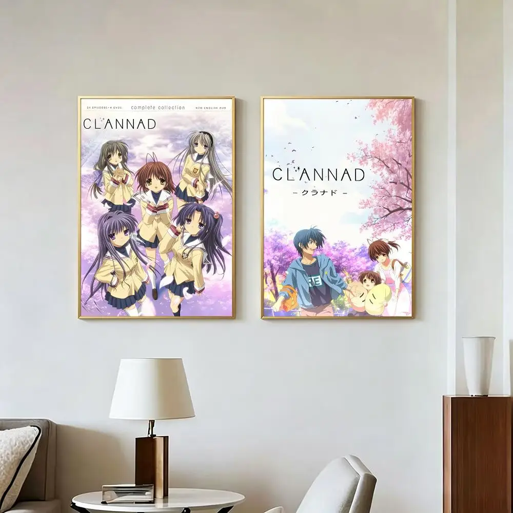 Anime Japanese Popular C-CLANNAD Poster Peel And Stick Wall Art Self Adhesive PP Waterproof Wall Decor Living Room Bedroom Gift