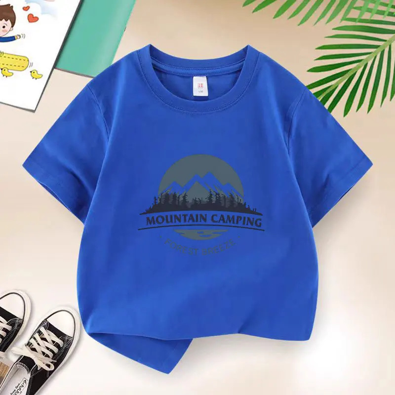 Mountain Camping T-shirt for Boys Cotton Kids T Shirt Casual Children Casual Clothes Teen Baby Boy Summer Tops 6 8 10 12 Years
