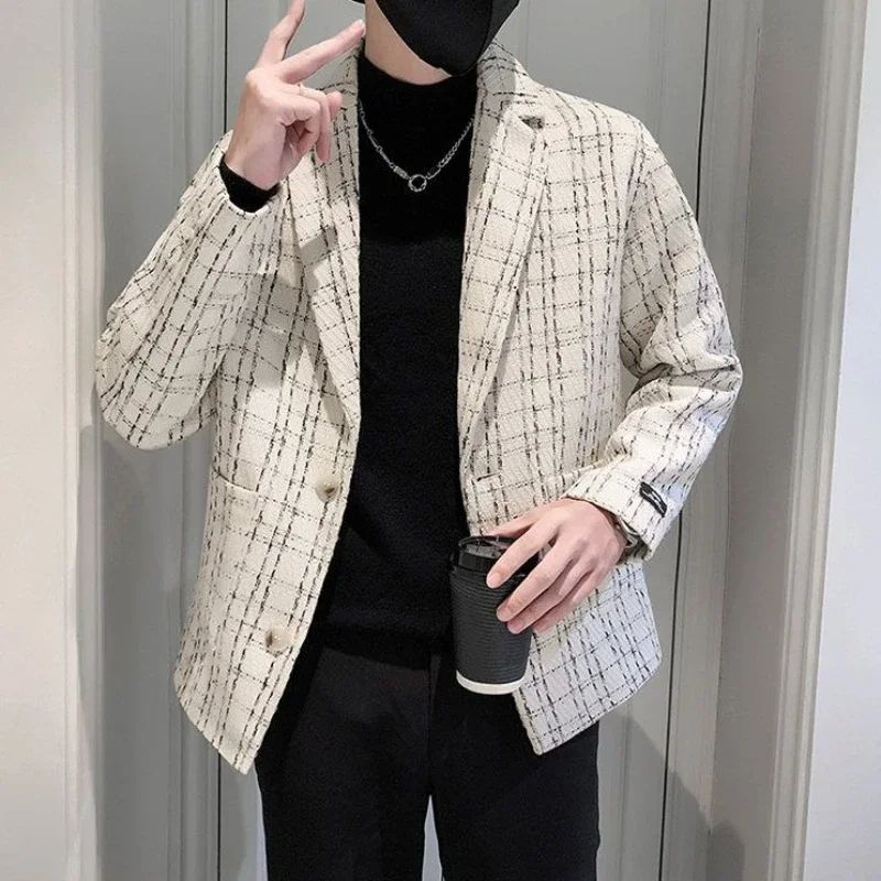 

Однобортная куртка для мужчин, весенне-осенние пальто, красивая винтажная одежда для джентльменов, повседневные оригинальные мужские костюмы и пиджаки