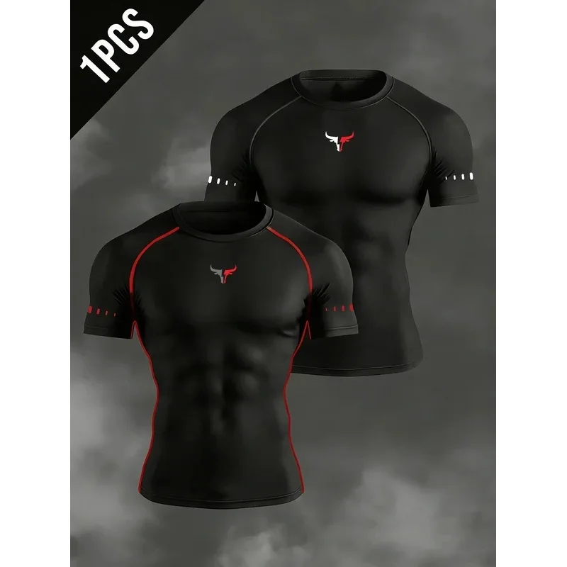 Herren Kompressions-T-Shirt Schnelltrocknend Atmungsaktiv Elastisch Fitness Laufshirt Leichtes Sport-T-Shirt Mehrere Farben Alle Jahreszeiten Einzelstück