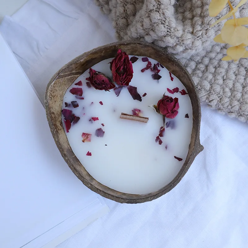 Coconut bowl aromatherapy candle candle watering dried flower candle creative decorative candle souvenir gift - Image 3