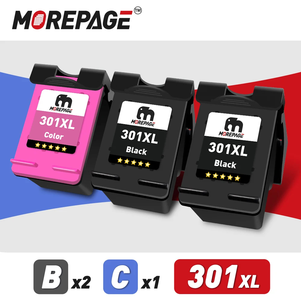 

MorePage 301 XL Ink Cartridge Replacement For HP 301XL HP301 Compatible DeskJet 2050 2510 2540 3050 3054 1000 1050 1510 Printer