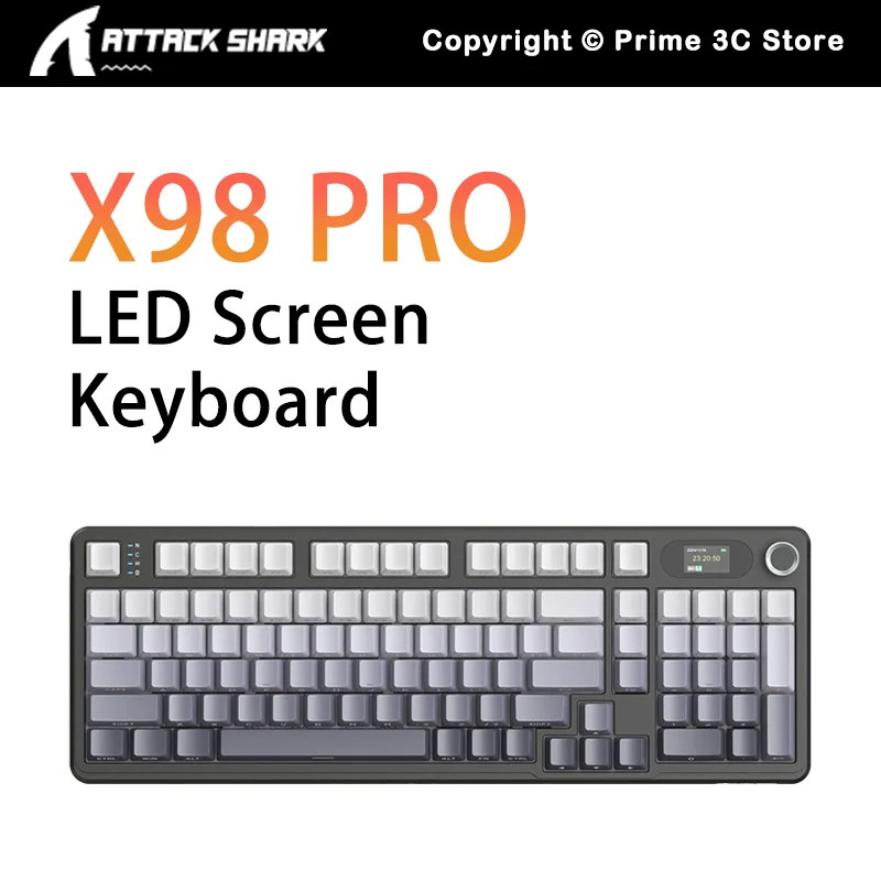 

Attack Shark X98 Pro Tri-Mode Mechanical Keyboard 98 Keys TFT Screen CNC Knob Hot-Swap Gasket Mount RGB For Game Office