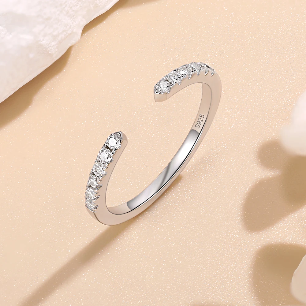 M-JAJA Cincin Manset Terbuka M - Moissanite Eternity Band Ring Stackable ulasan dan harga