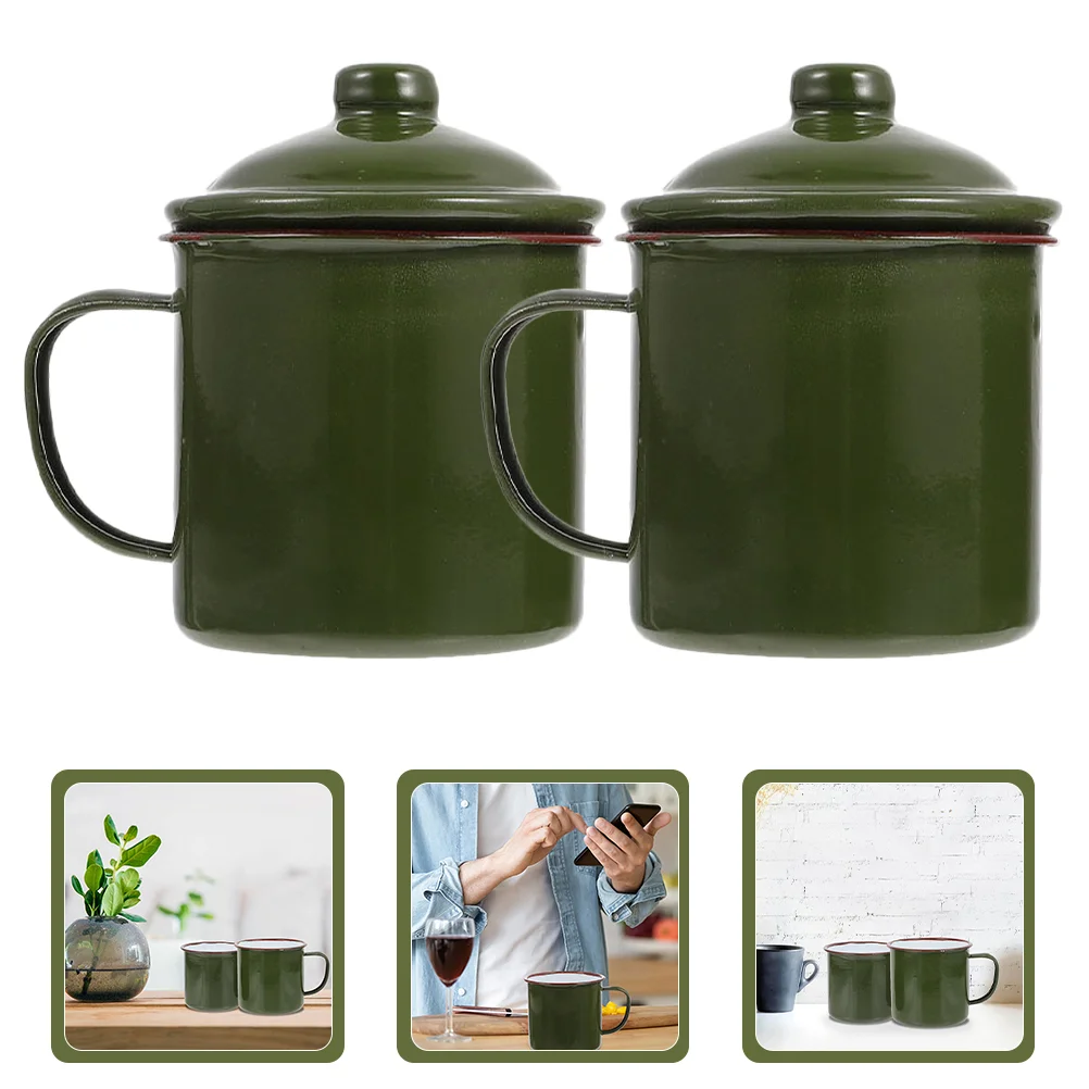 

Campfire Mugs Enamel Travel Coffee Multi-function Water Cups Milk Camping Green Children Espresso