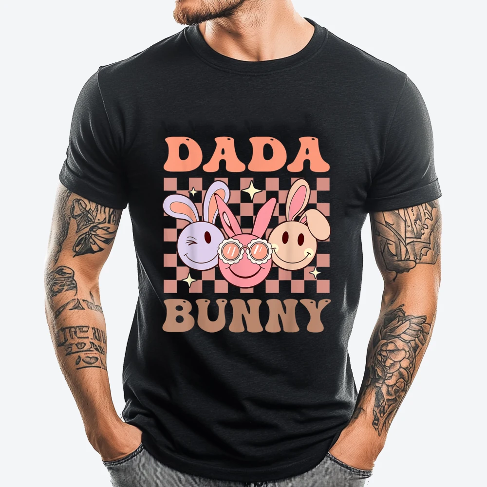 

Dada Bunny Retro Groovy Matching Family Happy Easter Day Graphic T Shirts Men Funny Shirt Design