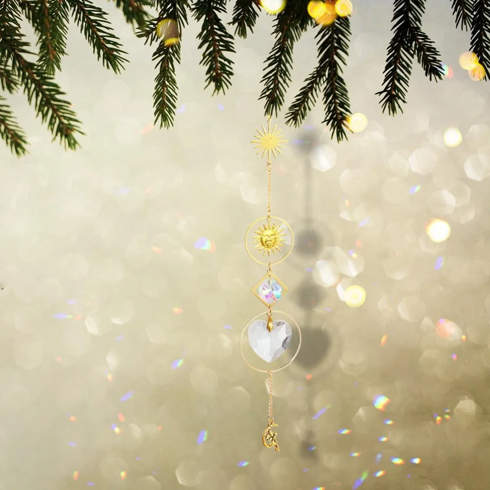 1/5Pcs Crystal Light Catcher Hanging Metal Pendant Home Garden Decor Window Car Hanging Ornament Home Outdoor Garden Decoration