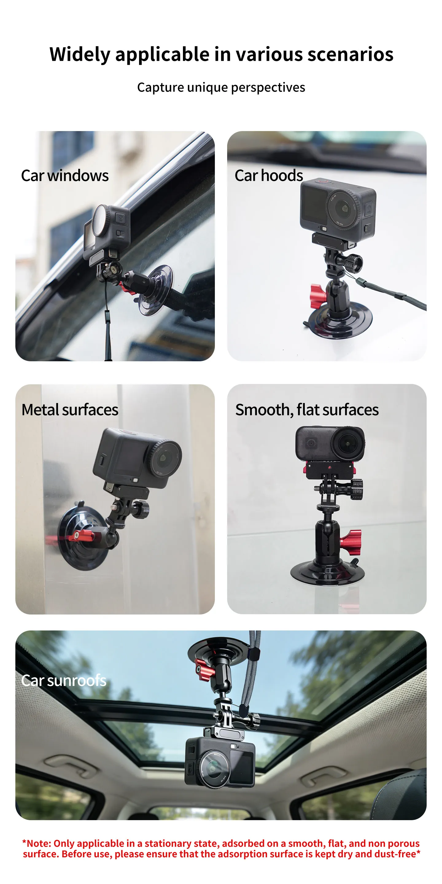 Saugnapf-Autohalterung für Insta360 X4 X3 X2 Windschutzscheiben-Schnellverschlusshalter für Pocket 3 4 GoPro 13 12 11 10 9 8 Action 4 3 – Detail 11
