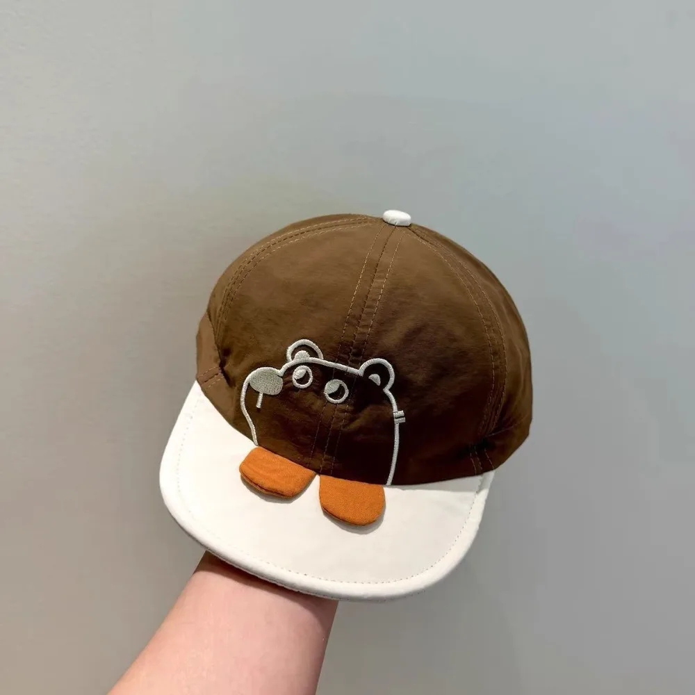 

Summer Short Brim Cartoon Bear Baby Hat Quick Dry Japanese Newborn Sun Hat Cotton Casual Kids Peaked Caps Kids