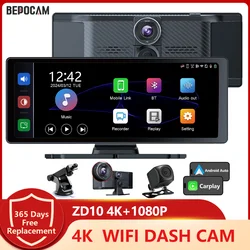 BEPOCAM 10.26 Inch 4K HD Display Screen 5G Wifi Car Dvr Camera Wireless Carplay Andriod Auto Voice Control ZC10