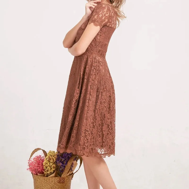 Bella Filosofie Vrouwen Zomer Elegante Korte Mouw Kant Skater Jurk Feestjurk Vrouwelijke Vestidos Shirt