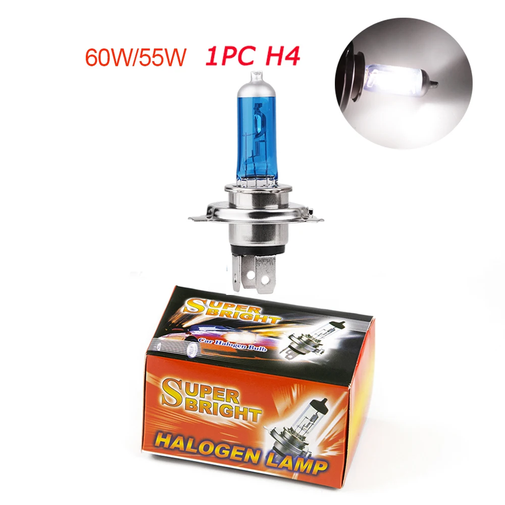 LED H4 High and Low Beam Halogen Bulb Car 60/55w 12v White Light P43t Light Headlight Lamp 6000k 55w Headlight Lamp H4 Car Light