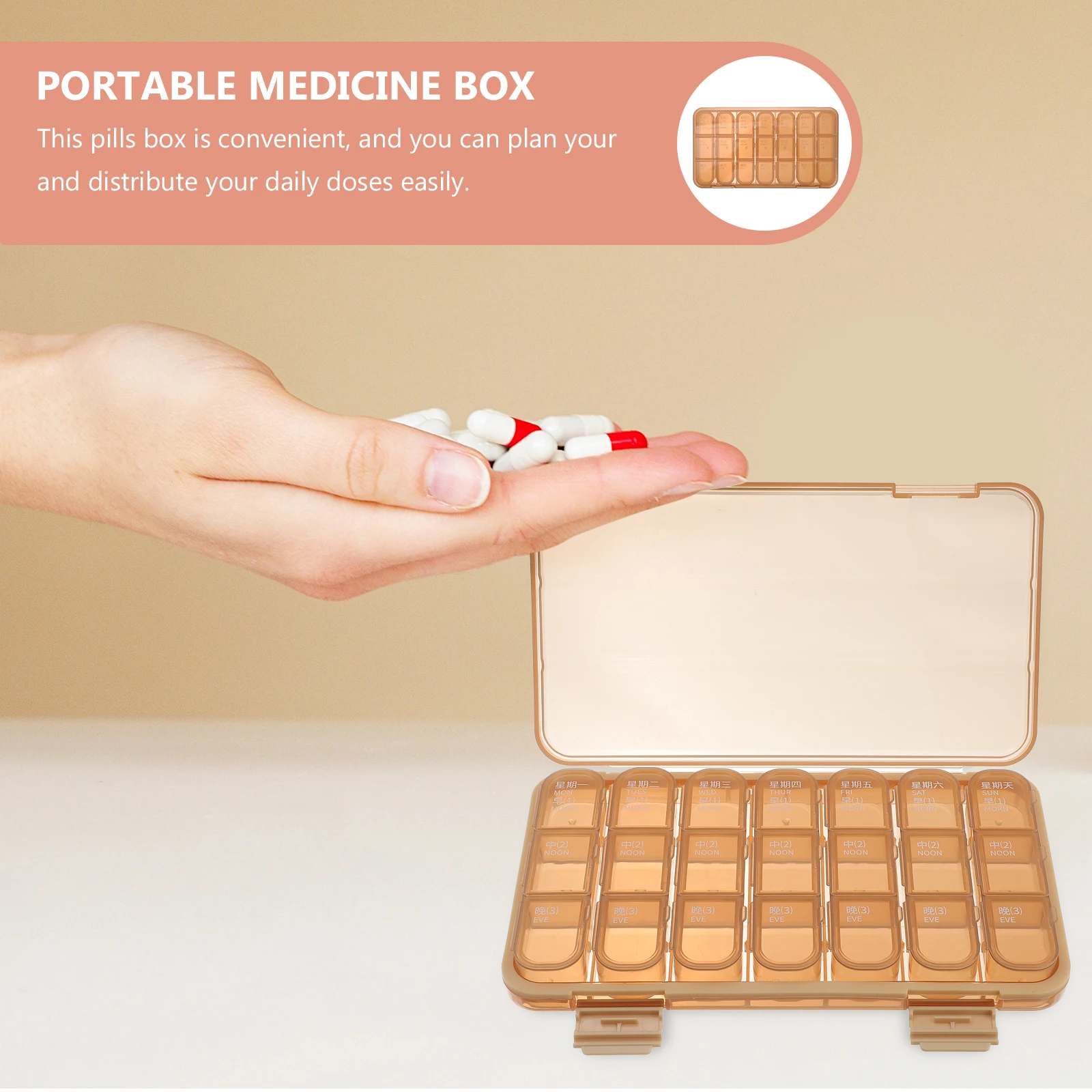 

1pc Portable Medicine Box Pills Storage Weekly Organizer Container Travel Case Food Grade Plastic Safe