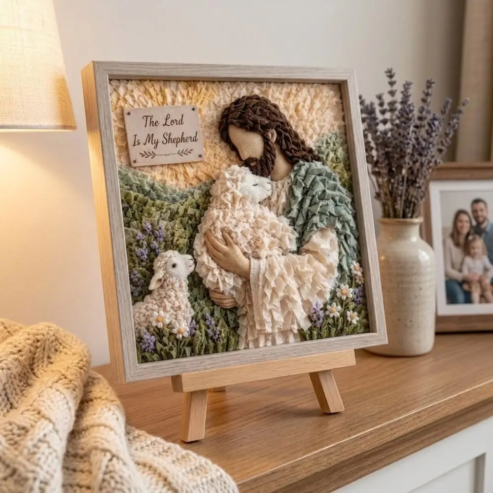 Christian Themed 3D Christian Fabric Poke Art Kit Religious Faith Educational Jesus Icon Poke Art Decor Wall Hanging Cross