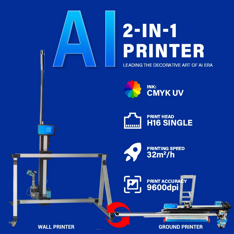 

BK-UV32A High Speed UV Inkjet Wall Printer Floor Wall Printing Machine 2 in 1 Wall and Floor Printer Machine