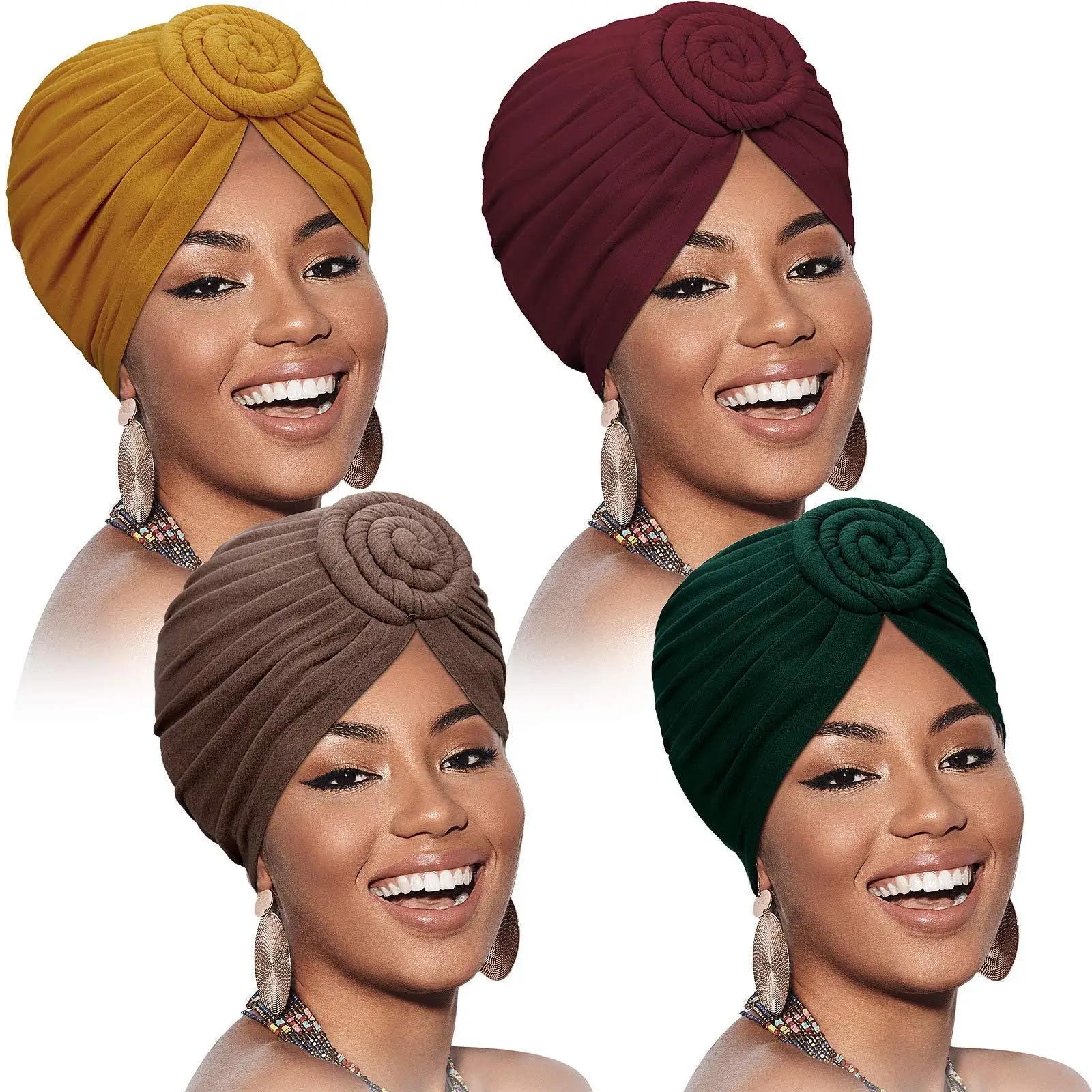 Turbans for Women Crinkle Twist Turban Hat Muslim Underscarf Turbante Islamic Hijab Headscarf Bonnet Arab Headwraps Indian Cap