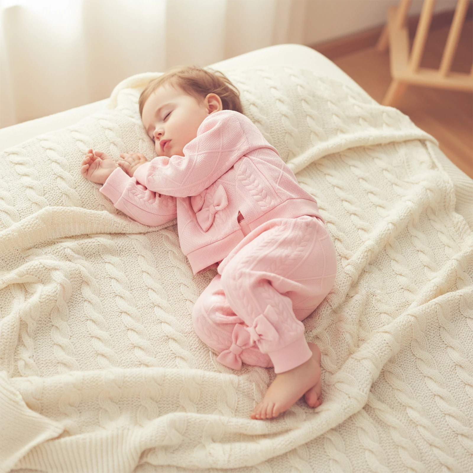 

Весенний наряд для маленьких девочек из 2 предметов: толстовка с круглым вырезом и бантом с длинными рукавами и комплект брюк для бега с эластичной резинкой на талии