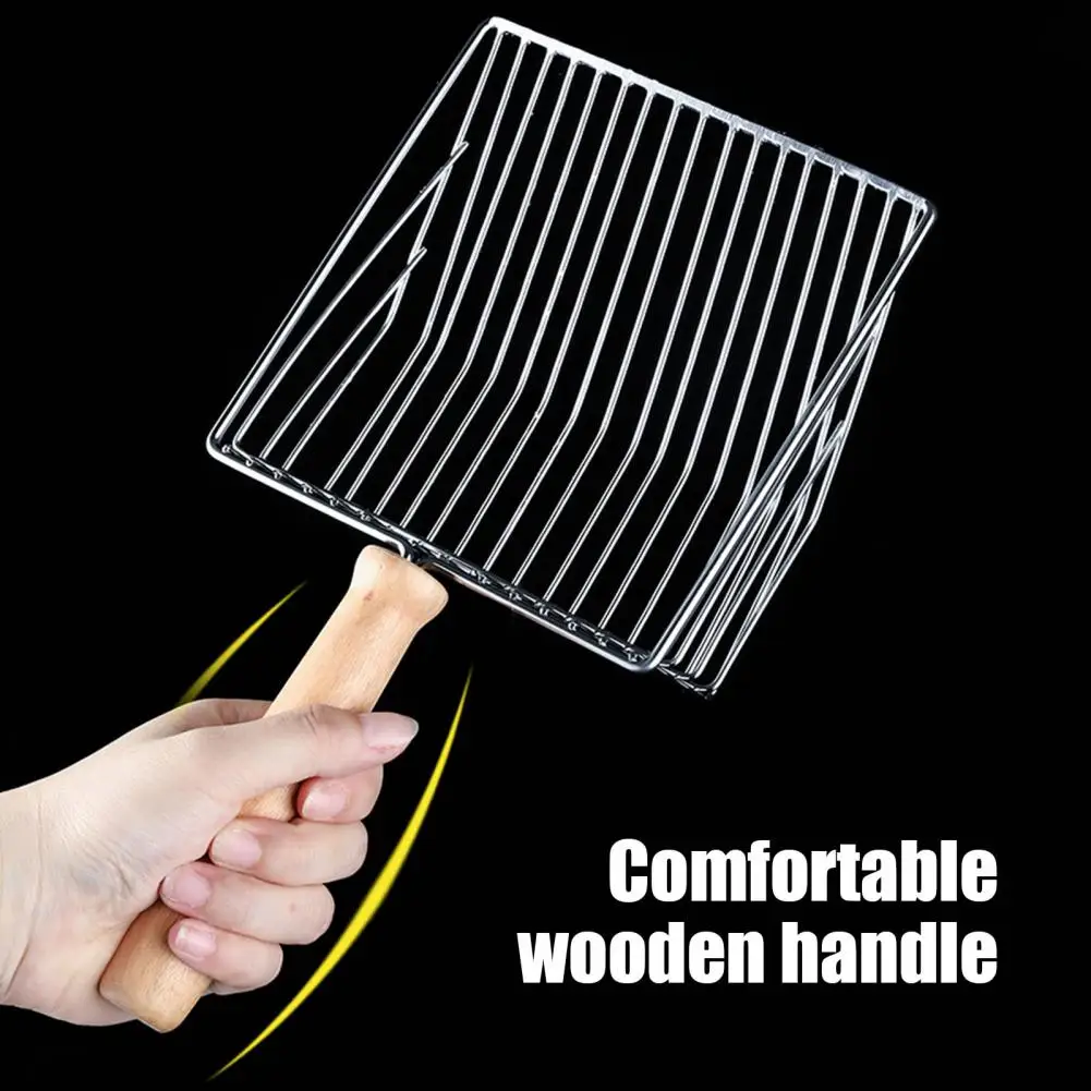 Litter Sifting Shovel Metal Wire Cat Litter Scoop with Solid Wood Handle Durable Cat Poop Sifter Shovel Easy-to-clean for Litter
