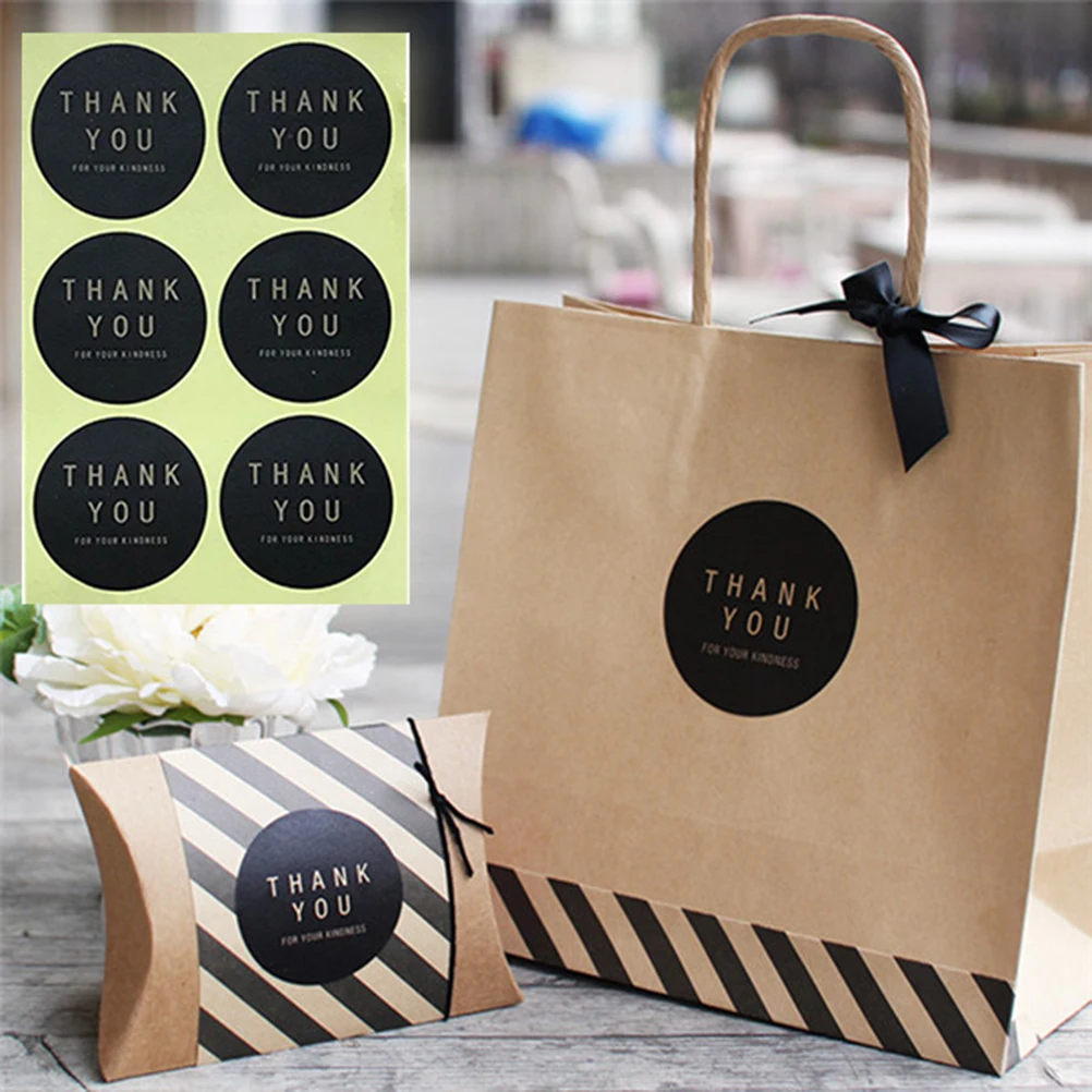 

10 Sheets Thank You Round Kraft Paper Candy Bag Stickers Adhesive Decorative Sealing Labels for Cookies Treat Cookie Bag Labels