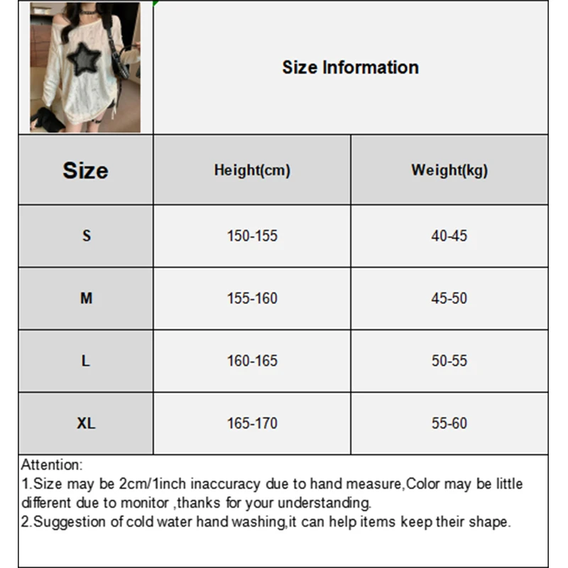 Women\'s Ripped Round Neck Long Sleeve Loose T-shirt Fashion Dimensional Star Drawstring Top