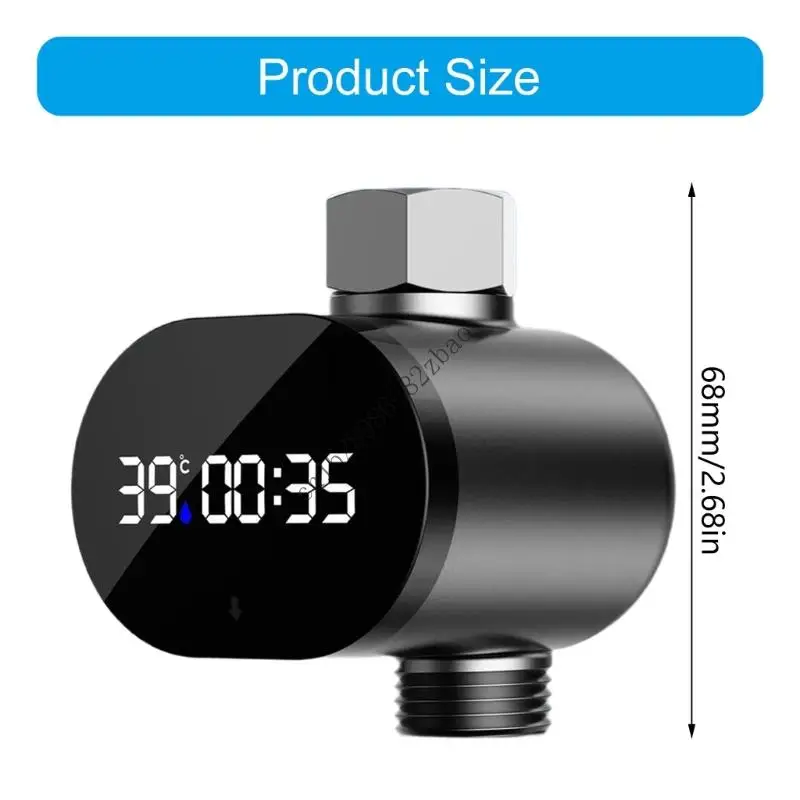 H7EA Universal DN15 Compatible LED Water Temperature Display Timer Easy installs for Most Home Shower Systems Safety Focused