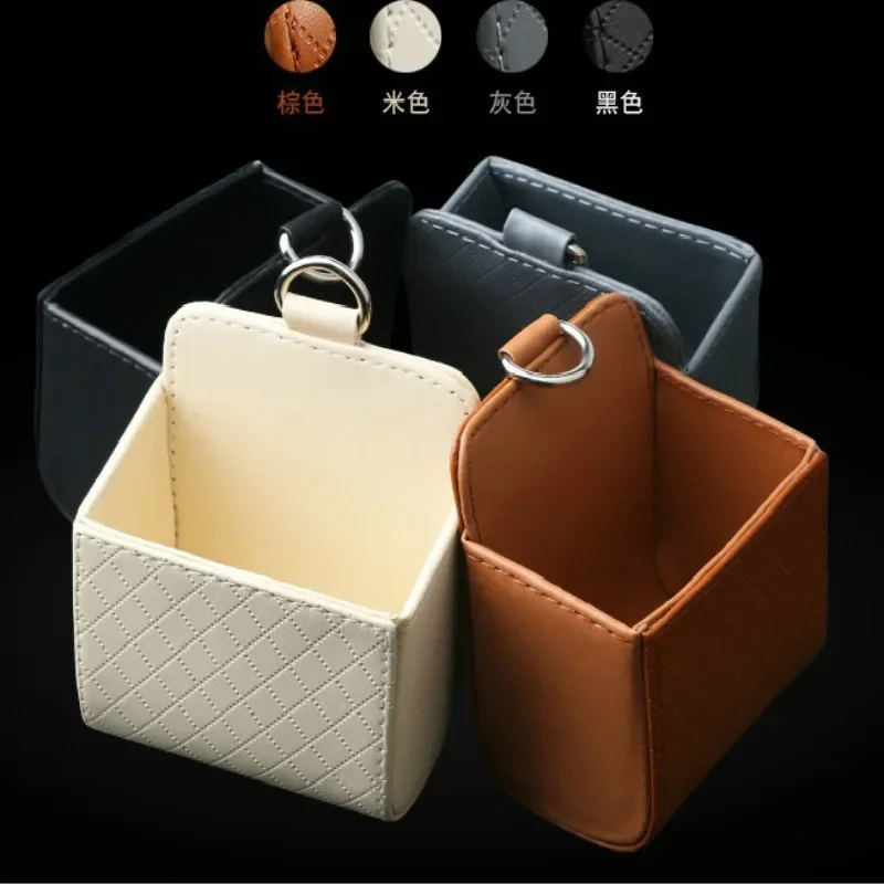 Car Storage Bag Air Vent Dashboard Tidy Hanging Leather Organizer Box Glasses Phone Holder Storage Box Car Accessories