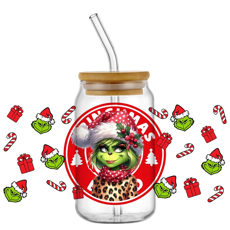 

Minoso Pretty Santa Girls UV DTF Cartoon Christmas Decal Wrap For 16oz Libbey Glass Can Cup uvdtf Coffee Wholesale Car Sticker