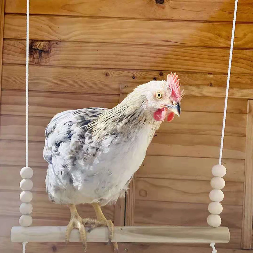 Hanging Bird Swing Toy Chicken Coop Rest Wooden Pet Swing Toy Perch Fun Chicken Bird Exercise Cage Pet Training Accessories