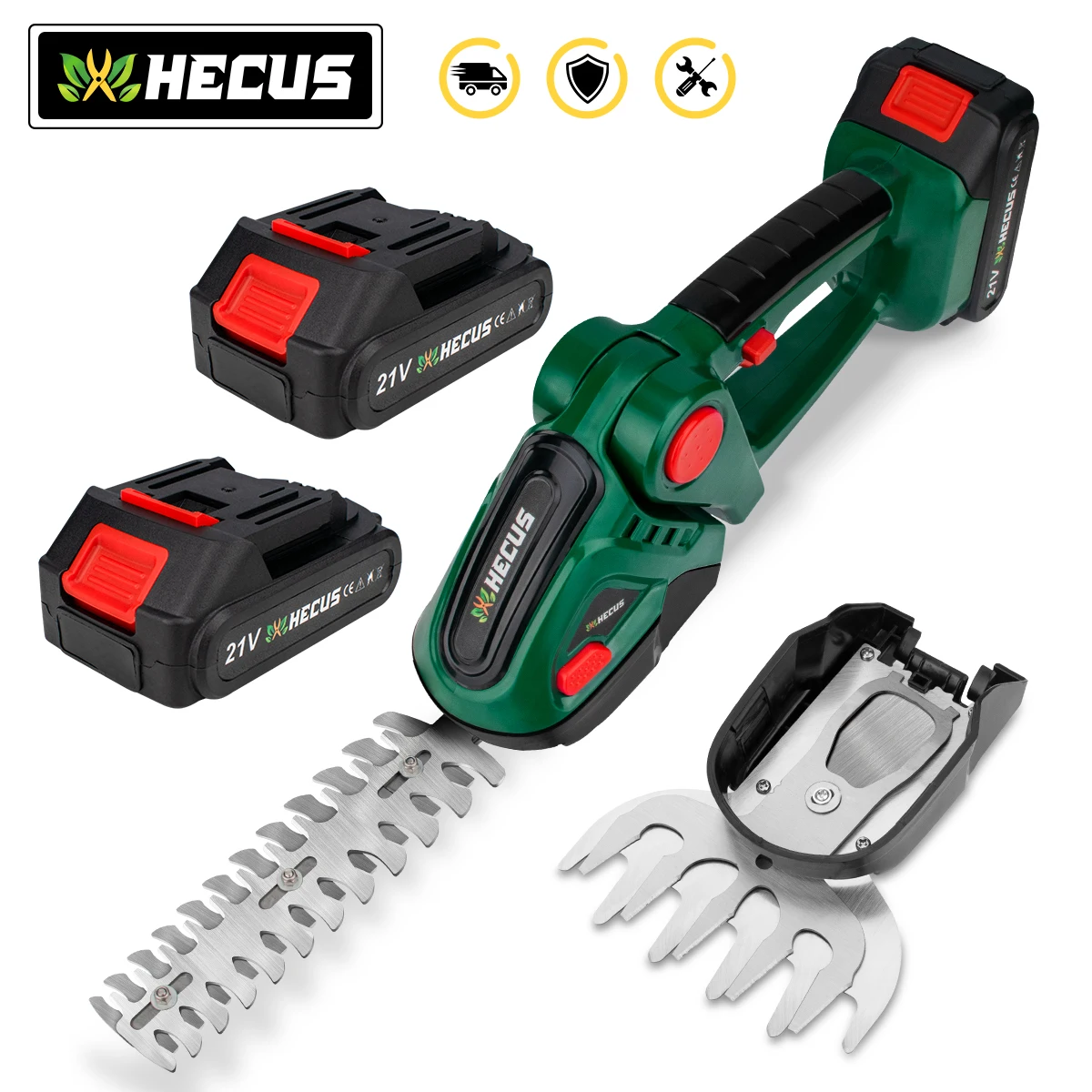 HECUS 2 IN 1 Cordless Electric Hedge Trimmer 20000rpm Handheld Household Lawn Mower Garden Power Tool For Makita 18V Battery