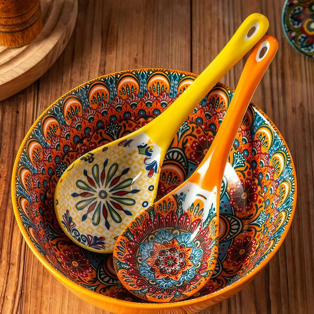 Bohemian Ceramic Serving Spoon Set 5