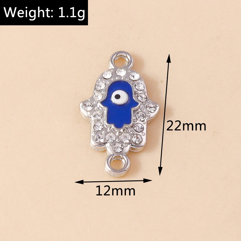 10 stücke Kristall Hamsa Hand bösen Blick Charms türkischen glücklichen blauen Auge Charm Anhänger Anschlüsse für Armband Ohrring Halskette Schmuck – Detail 11