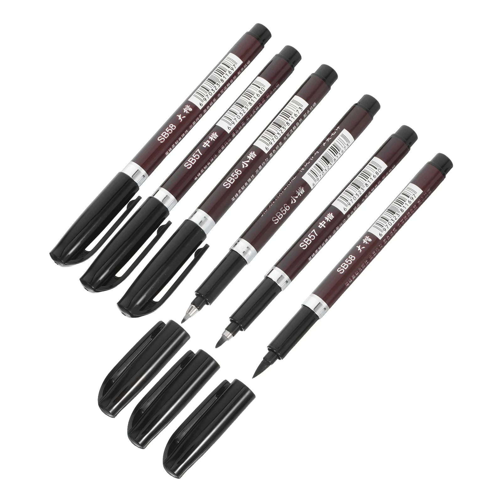 

6pcs Chinese Calligraphy Pen Brush Tip Thick Painting Pens Plastic Ink Large Caligraphy Writing Watercolor Handwriting Office