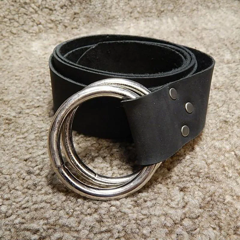 Medieval Viking Pirate PU Leather Knot Belt Double O Ring Waistband Celtic Knight Cosplay Costume Halloween Accessory Men Women