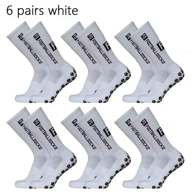 6 Paar atmungsaktive Fußballsocken für Herren und Damen, Sportsocken, rutschfeste Silikonunterseite, Fußball-Baseball-Socken, Outdoor-Sport, Yoga-Socken – Detail 2