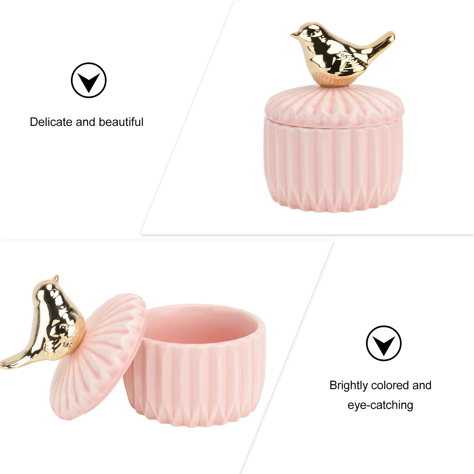 

L Pink Ceramic Jewelry Organizer Durable Safe Storage Box for Accessories Gifts Ceramic Jewelry Box Wedding Candy Case