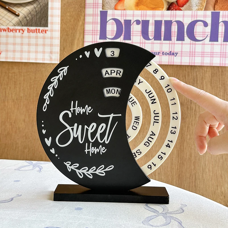 Ferris Wheel Manual Rotating Desk Calendar Desktop Ornament Moon Calendar Home Decoration Office