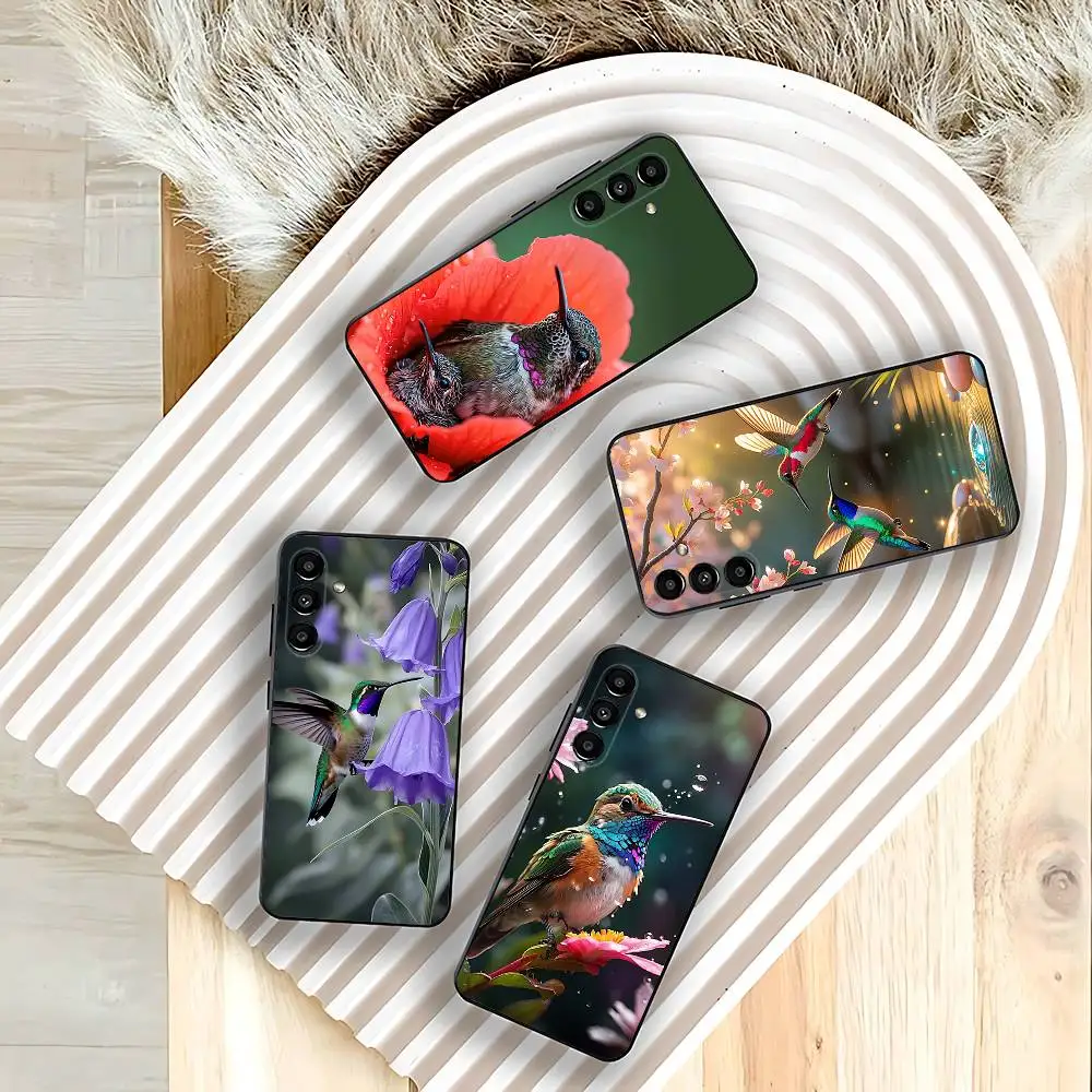 

Colorful Bird Hummingbird Phone Case For Samsung Galaxy A73,31,32,72,41,53,52,71,22,5G,Note,J7,8,9 Soft Black Cover
