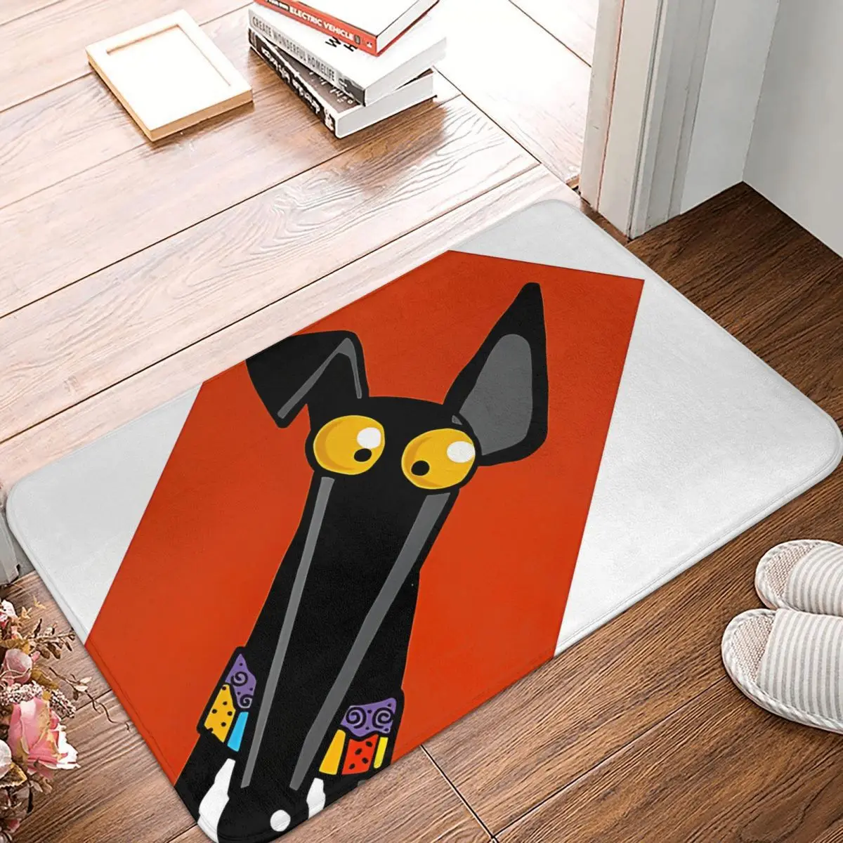 Leading Hound Non-slip Doormat Greyhound Ears Big Red Bath Bedroom Mat Welcome Carpet Home Pattern Decor