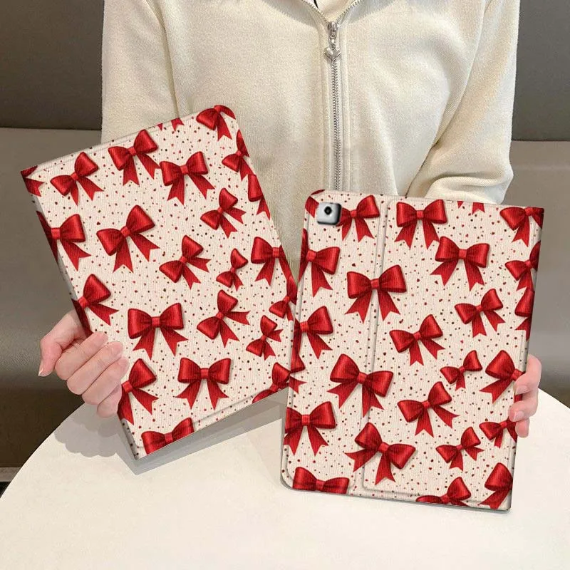 

Красный чехол для планшета с бантом и узором в горошек для iPad Pro Air Mini 1 2 3 4 5 6 7 7th 8th 9th 10th 10.2 9.7 10.5 10.9 11 2024 2025