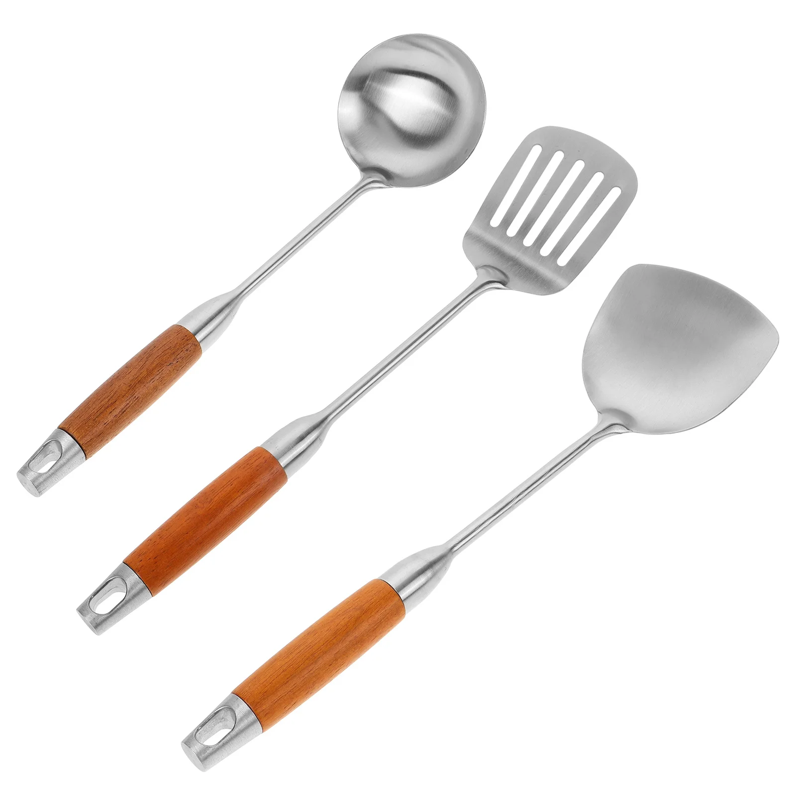 

1 Set Stainless Steel Cooking Utensils Set Spatula Slotted Spoon Soup Shovel Spoon Kit Reusable Metal Kitchen Gadgets Drainage