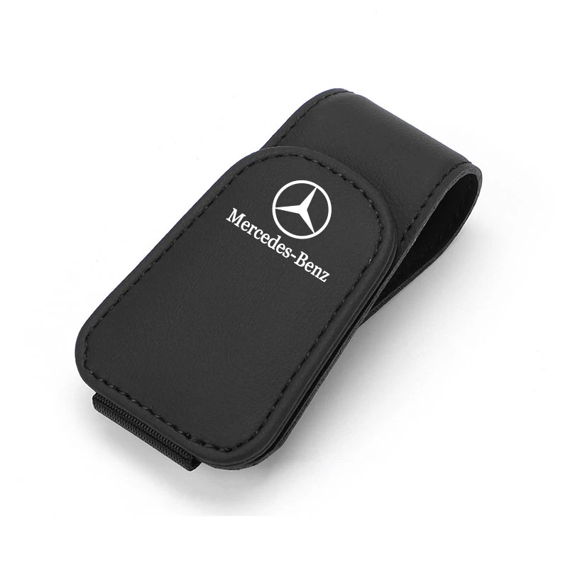 Auto-Leder-Brillenclip Sonnenblenden-Brillenetui Kartenhalter für Mercedes Benz AMG W205 C300 W203 W206 W108 W124 W126 W140 W168 W169