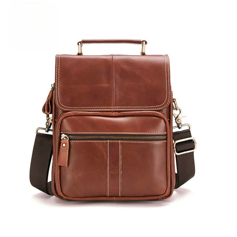 Men's cross-body bag, handcrafted leather accessory, top-grade cowhide for men's bags, casual trendy cross-border new product