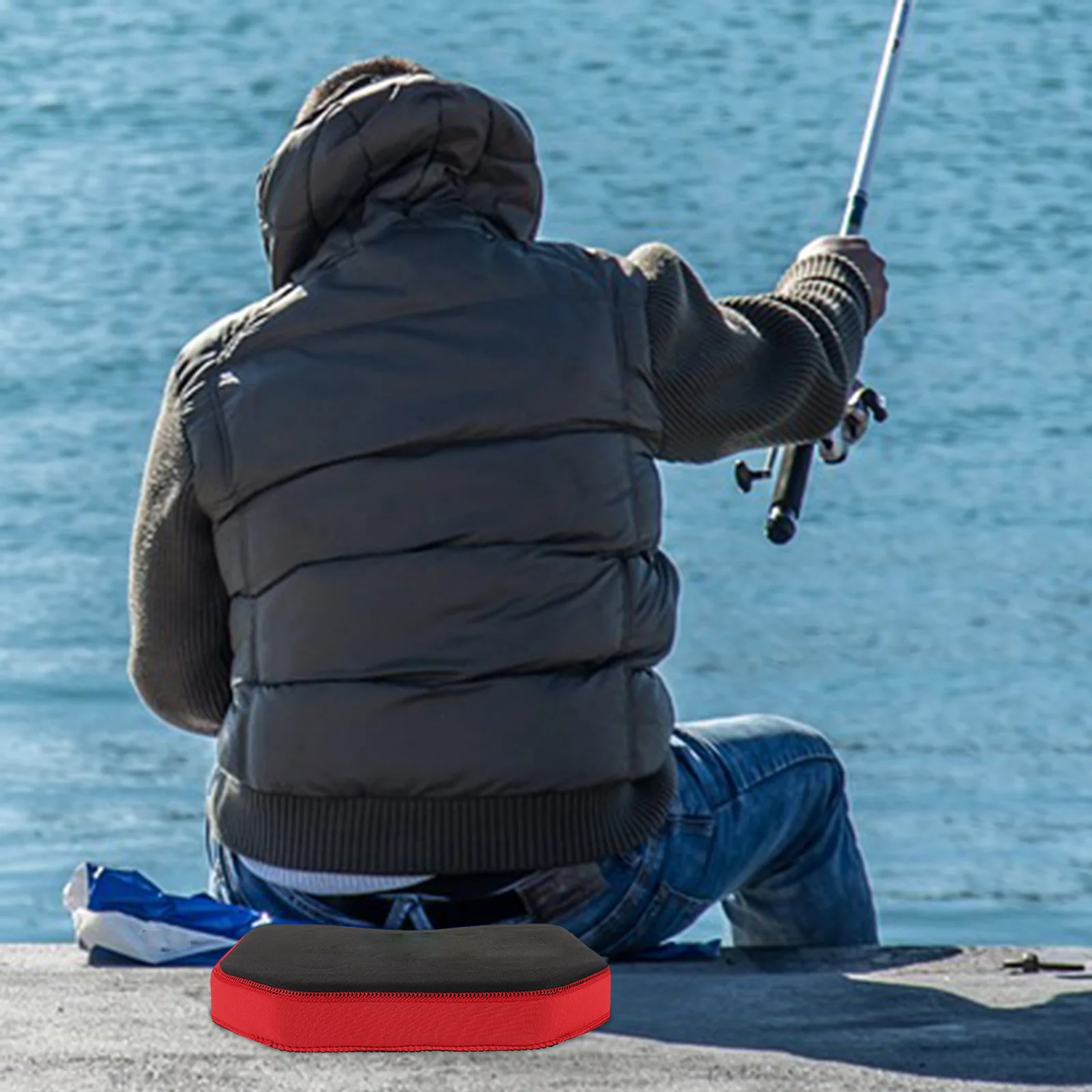 

Thick Waterproof Seat Cushion Heavy Duty for Fishing Box with Suction Cup Breathable Lightweight Universal Fishing Boat Seats