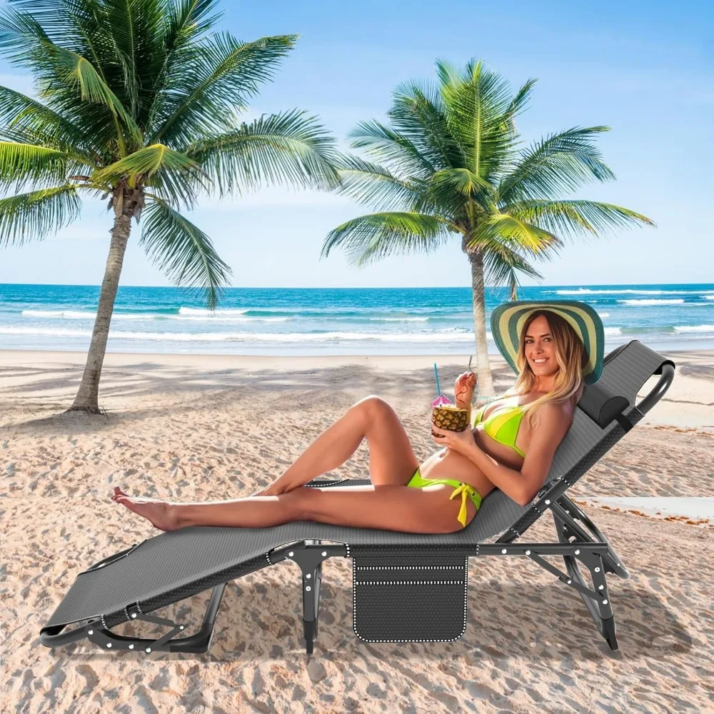 كراسي صالة قابلة للطي في الهواء الطلق قابلة للتعديل، وكراسي سرير نوم محمولة، وأسرة صالة مريحة للشاطئ والمركبات الخارجية #4