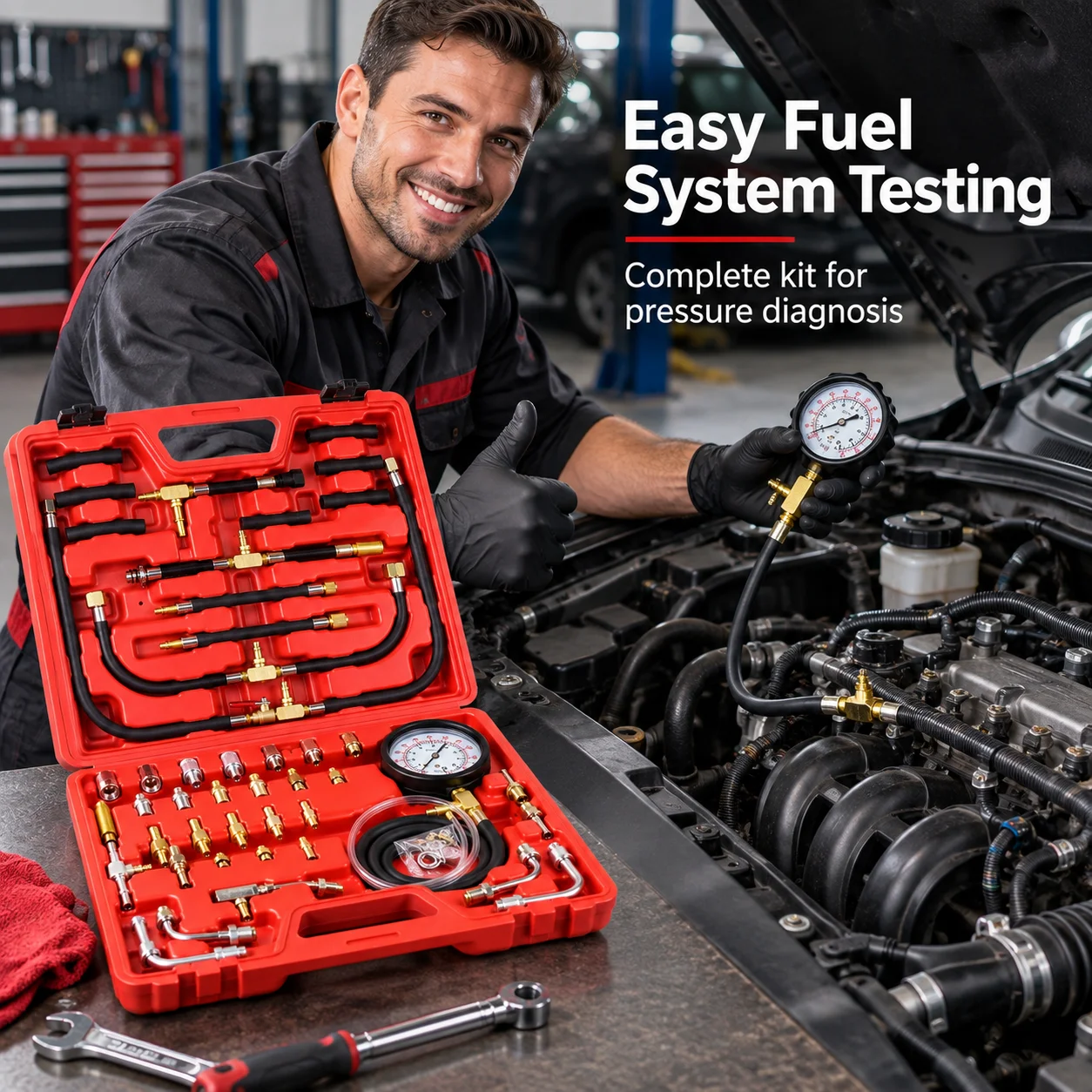 AOLIVIYA Fuel Injection Pressure Tester Whole Vehicle Testing Tool Automobile Fuel Pressure Gauge Tester