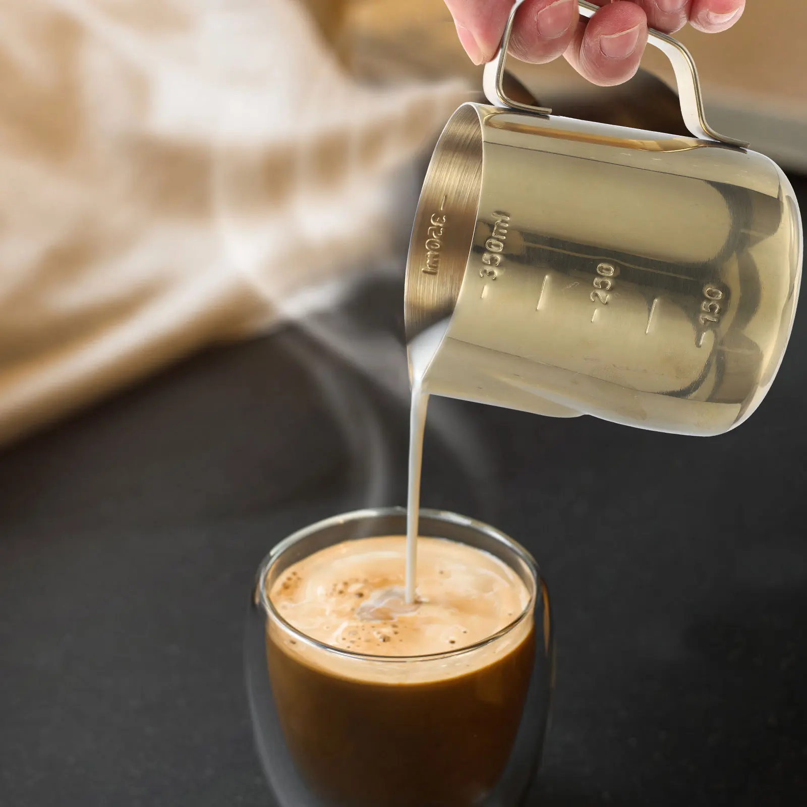 

Stainless Steel Milk Frothing Pitcher 12Oz Ergonomic Handle Easy Clean Latte Art Tool for Coffee Cappuccino Espresso Machine