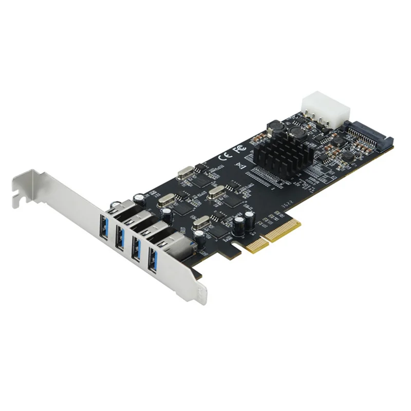 

PCIe 4 Ports USB3.0 Expansion Card 20G PCI-E to 4 Channels USB 3.0 Riser Card PCI Express Adapter Card