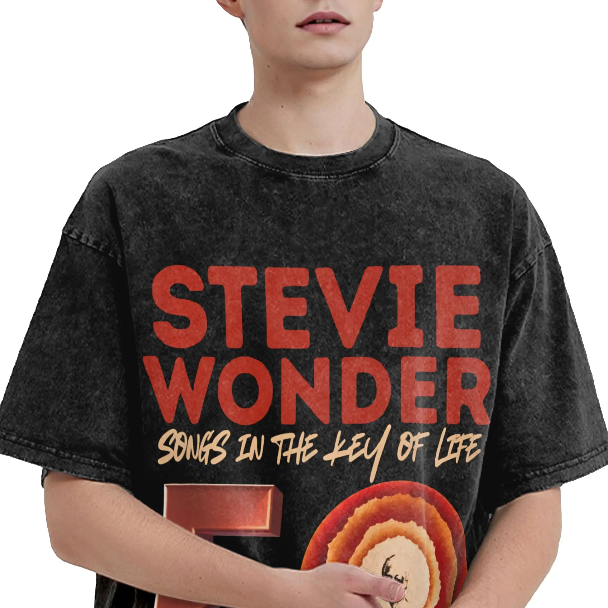 Harajuku Washed Shirt Stevie Wonder Songs in The Key of Life 50th Anniversary Tour  Merch T-Shirts High Street  Streetwear