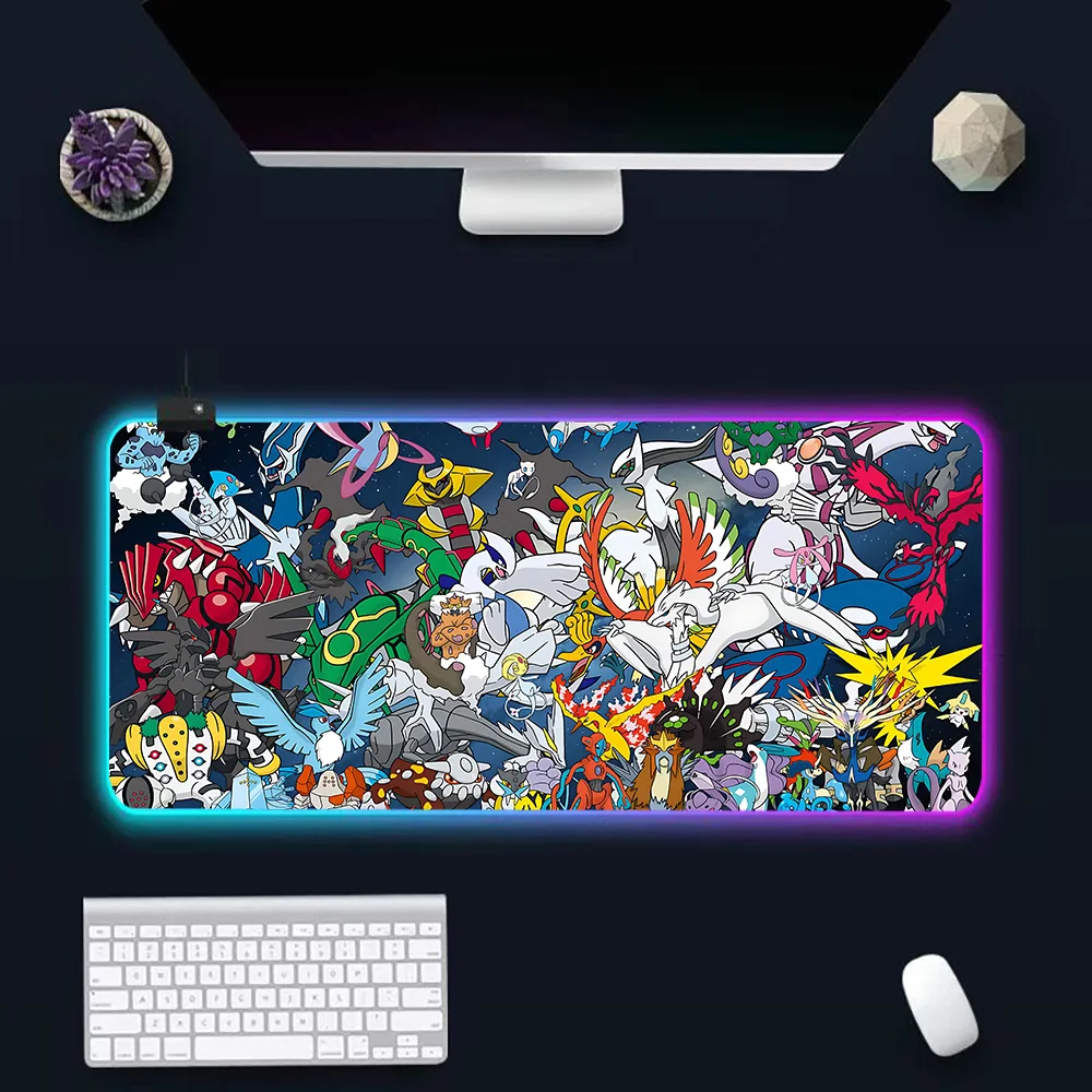 Cartoon C-Charmanders RGB PC Gamer Teclado Mouse Pad, LED Glowing Mouse Mats, Rubber Gaming Computer Mausepad, moda