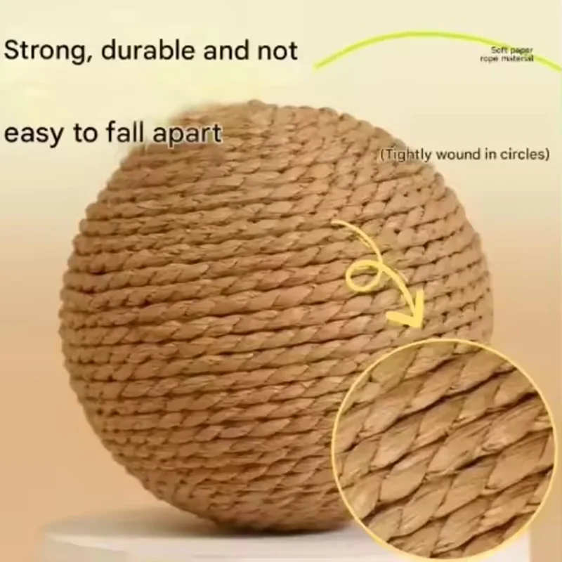 Large Size Sound Making Cat Sisal Ball Toy Durable Bite Resistant Grinding Claw Interactive Kitten Chew Toy Boredom Relief Tease - view 3